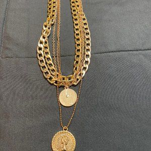 5 Necklace Double Pendant Chain Set